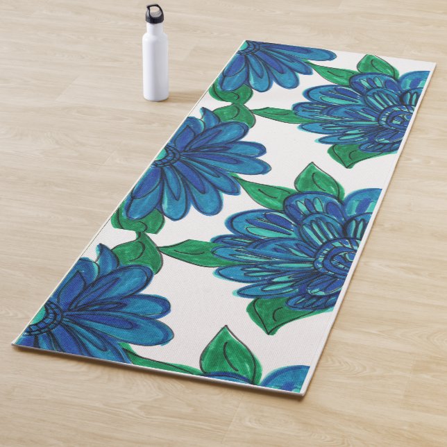 Flores azules Yoga Mat (In situ)