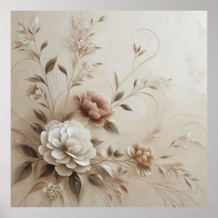 Flores beiges modernas 15 Posters