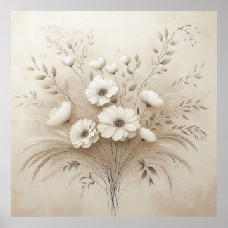 Flores beiges modernas 17 Posters