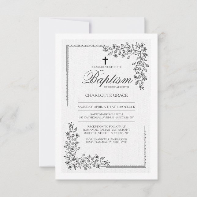 Flores bendiciendo invitación religiosa (Anverso)