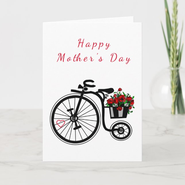 Flores Bicicletas Tarjeta del Día de la Madre (Anverso)