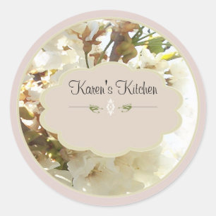 flores blancas 2 etiquetas de jarra de especias