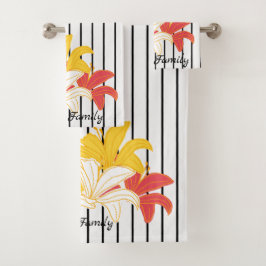 Flores blancas amarillas naranjas en franja blanca