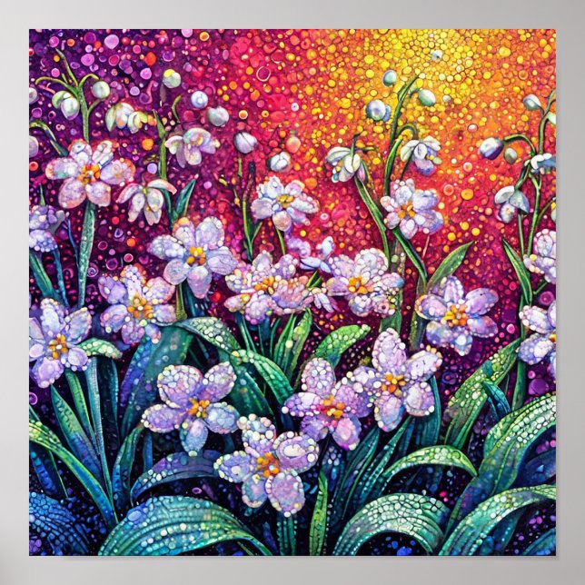Flores Blancas Arte de Puntos Botánica Mínima Punt (Frente)