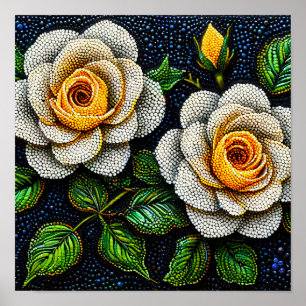 Flores Blancas Arte de Puntos Minimalismo Puntilli