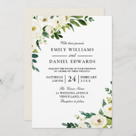 Flores blancas de champán Invitación elegante a la