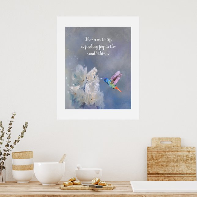 Flores Blancas de Colibrí Impresión de Acuarela Ci (Cocina)