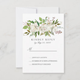 Flores blancas de jardín antiguo Boda RSVP