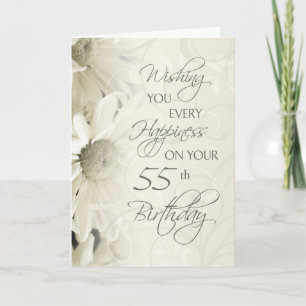 Flores blancas de la época del año 55. Tarjeta de
