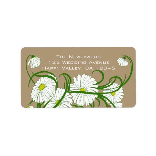 Flores blancas de la margarita de Gerber del Etiquetas De Dirección