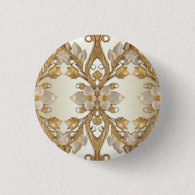 Flores Blancas Decorativas Botón Dorado (Anverso)