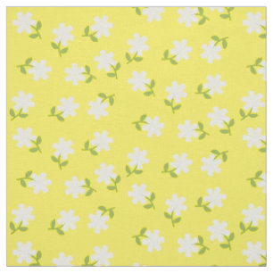 Flores blancas en el diseño de tela amarilla brill