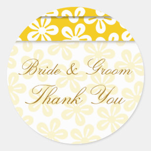 Flores Blancas En Pegatina Boda Amarillo