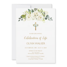 Flores blancas Funeral celebrando la invitación a 