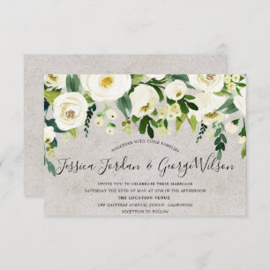 Flores Blancas Modernas Elegante Invitación a la B