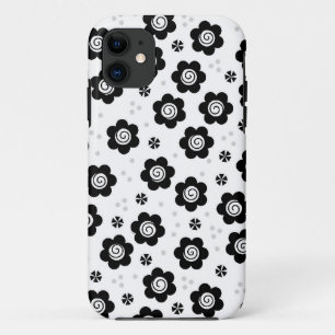 Flores blancas negras lindo iPhone 5 Funda