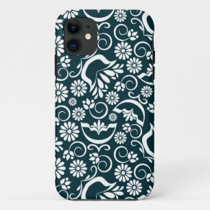 Flores blancas negras retro iPhone 5 Funda