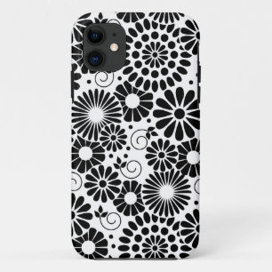 Flores blancas negras retro iPhone 5 Funda