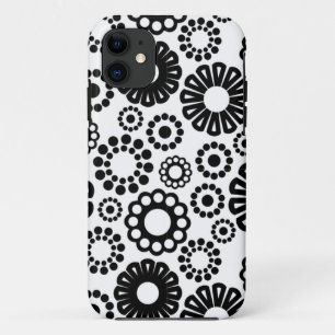 Flores blancas negras retro iPhone 5 Funda