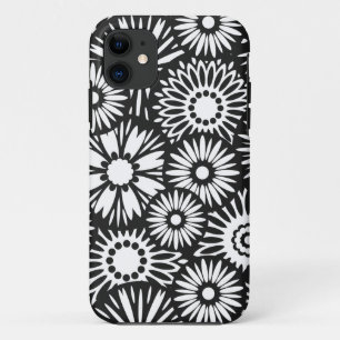 Flores blancas negras retro iPhone 5 Funda