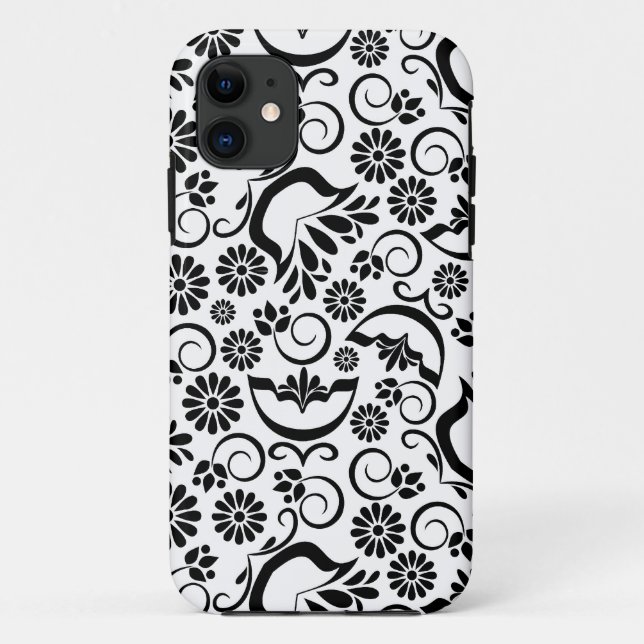Flores blancas negras retro iPhone 5 Funda (Reverso)