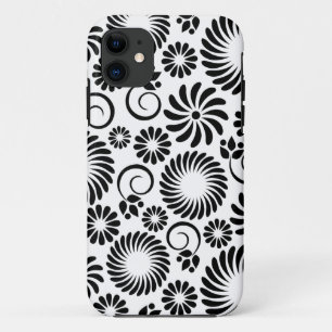 Flores blancas negras retro iPhone 5 Funda