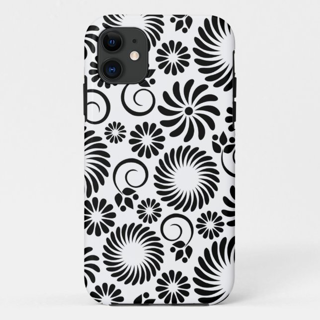 Flores blancas negras retro iPhone 5 Funda (Reverso)