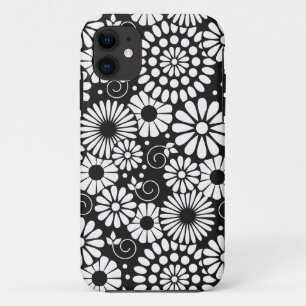 Flores blancas negras retro iPhone 5 Funda