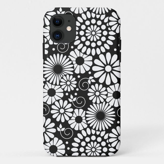 Flores blancas negras retro iPhone 5 Funda (Reverso)
