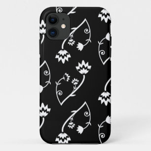 Flores blancas negras retro iPhone 5 Funda