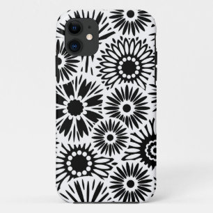 Flores blancas negras retro iPhone 5 Funda