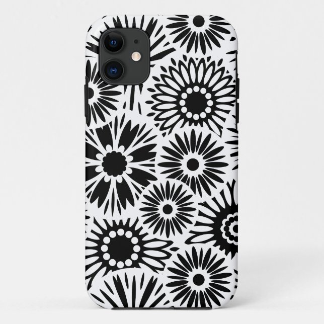 Flores blancas negras retro iPhone 5 Funda (Reverso)
