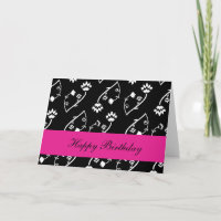 Flores blancas negras retro Tarjeta de cumpleaños