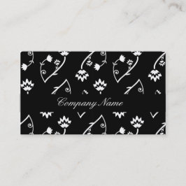 Flores blancas negras Retro Tarjeta de visita