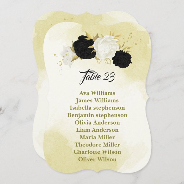 flores blancas negras tarjeta de cartas de asignac (Anverso / Reverso)