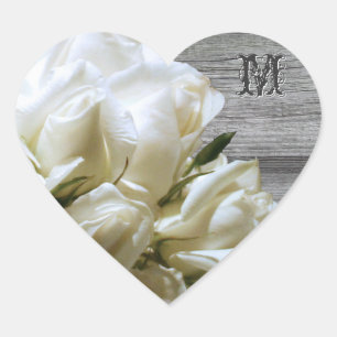 Flores blancas rusticas Monograma Sellos para sobr