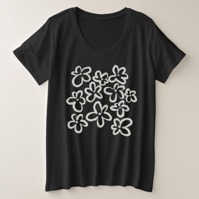 Flores blancas sobre negro (Anverso del diseño)