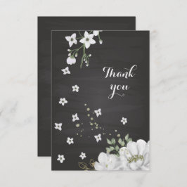 flores blancas verde negro tarjeta de agradecimien