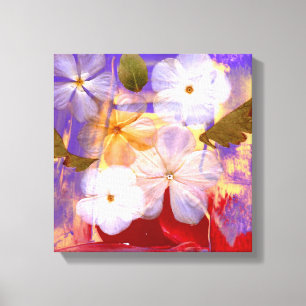 Flores blancas y lavanda - impresión del arte en