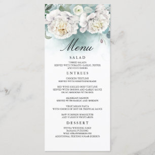 Flores blancas y menús Bodas de vegetación