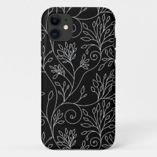 Flores blancas y negras elegantes iPhone 5 Funda