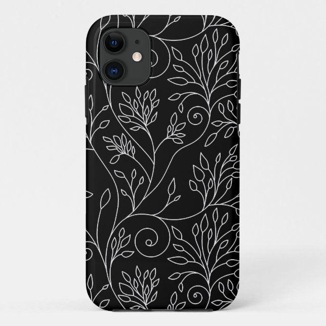 Flores blancas y negras elegantes iPhone 5 Funda (Reverso)