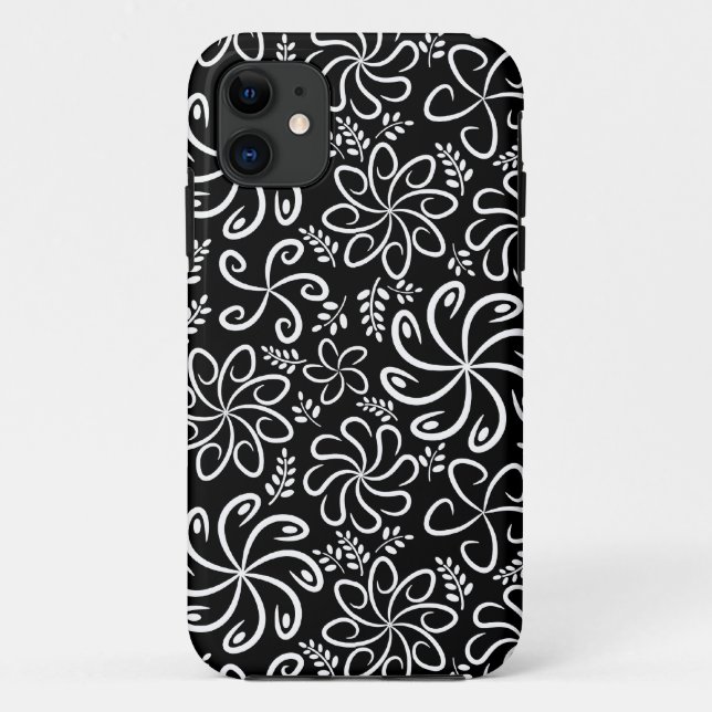 Flores blancas y negras funky iPhone 5 Funda (Reverso)
