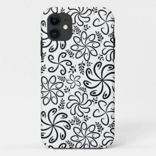 Flores blancas y negras funky iPhone 5 Funda