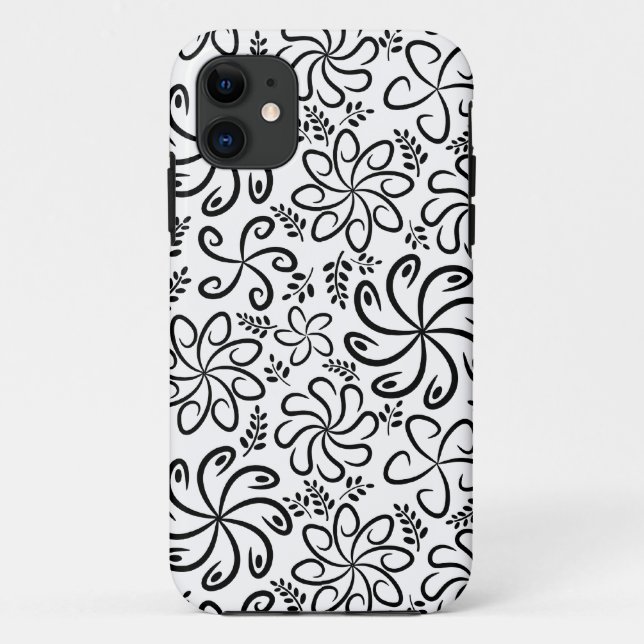 Flores blancas y negras funky iPhone 5 Funda (Reverso)