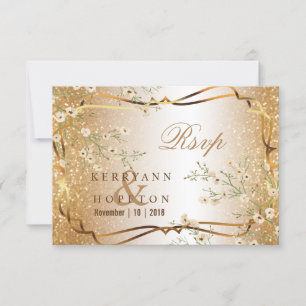 Flores blancas y Purpurina de oro - RSVP
