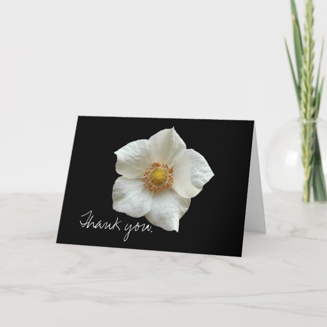 FLORES BLANCOS EN TARJETA NEGRA: Gracias. (Anverso)