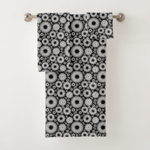 Flores Boho Patrón floral vectorial negro y blanco