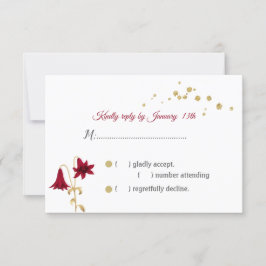 flores borgoñas y hojas de oro tarjeta RSVP