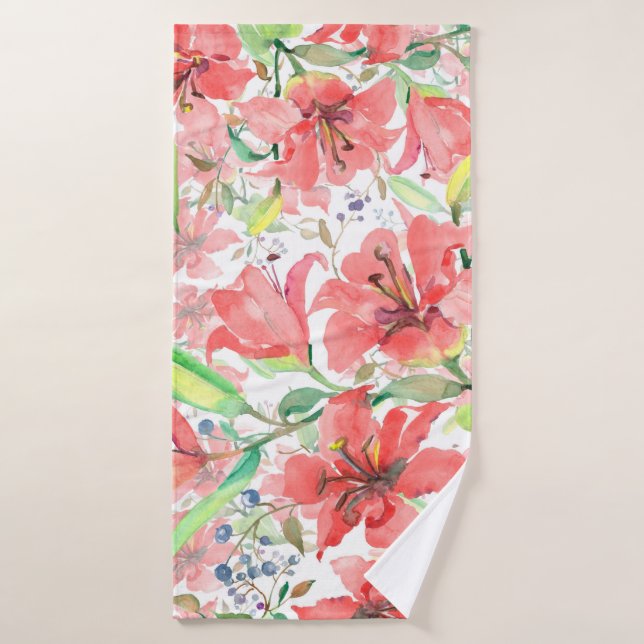 Flores botánicas con pájaro. Muelle salvaje l (Toalla de baño)